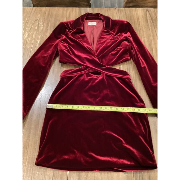 Revolve Nicholas Gabriela Red Velvet Blazer cut out long sleeve mini Dress 10 - Picture 4 of 13